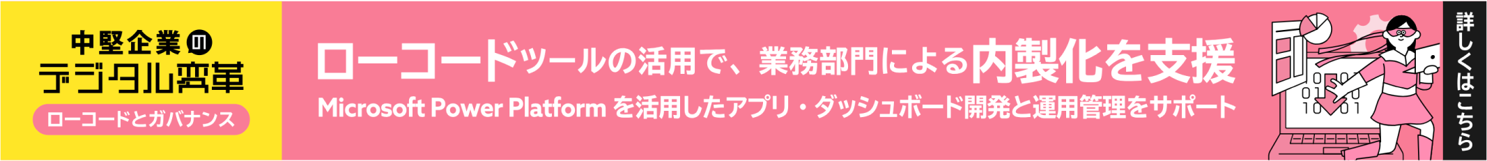 ローコードツールの活用で業務部門による内製化を支援、詳しくはこちら